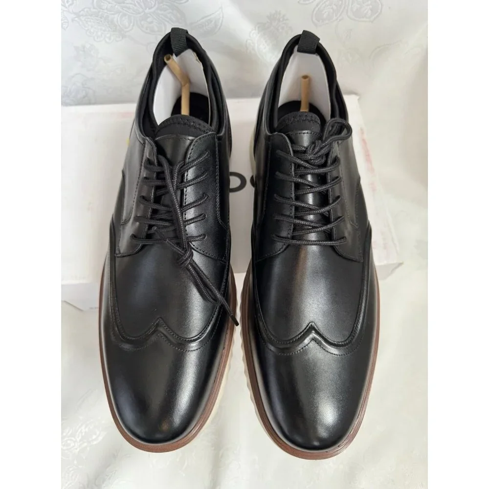 ALDO Men's Cap Toe Oxford Dress Shoes Taupe Nubuck Leather Lace Up Size 14 NEW